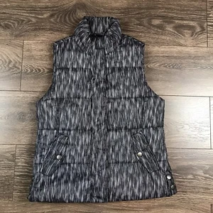 Liz Claiborne Women’s Full Zip Button Down Stripe Puffer Jacket Vest Size Small - Picture 1 of 6