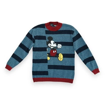 Disney Eggie Mickey Mouse Knit Graphic Sweater Striped Pattern Women's Size S - Image 1 of 4
