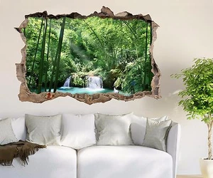 3D Woods stream 51 Wall Murals Stickers Decal breakthrough AJ WALLPAPER AU Lemon - Picture 1 of 6