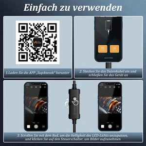 Ennovor 1920 HD Endoskop mit 8 LED Licht,Wasserdichtes IP67 für Android & iOS - Bild 1 von 9