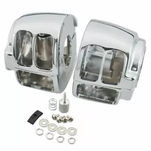 Motorcycle Hand Switch Housing Cover Chrome For Harley Dyna Softail Sportster - Picture 1 of 11