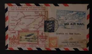 1939 Lisbon Portugal to New York USA PAA First Flight Cover FFC Crosby Cachet - Picture 1 of 2