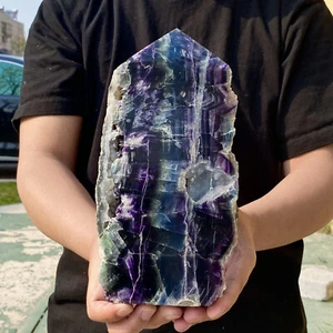 Colonna cristallo fluorite naturale 5,41 libbre bacchetta magica punto obelisco guarigione terra - Foto 1 di 12