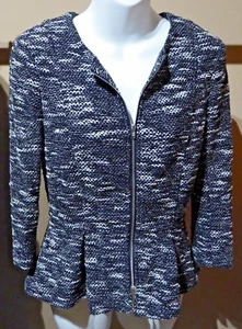 Damen Strick Oberteil Jacke Weste Pulli Gr. 34/36 schwarz/weiß meliert H&M - Bild 1 von 6