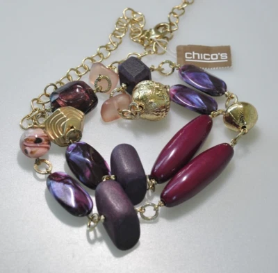 Ожерелье Чико фиолетовый вихрь серебристого тона длинные бусины мячи длинный новый с Ярлыками XB13 - Изображение 1 из 4