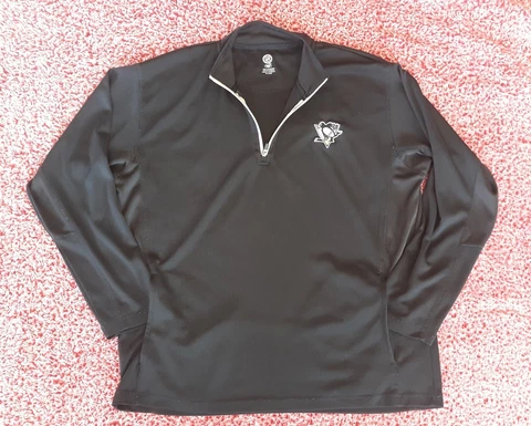 Pittsburgh Penguins NHL Hockey Men's 2XL XXL Pullover Quarter Zip Black Collared Cover