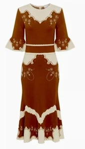 NWT Alice McCall Paris Burning Designer Midi Western Dress Sz 6 Intarsia Knit - Picture 1 of 9