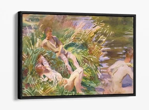 JOHN SINGER SARGENT, TOMMIES BATHING -FLOATER EFFECT FRAMED CANVAS ART PRINT - Picture 1 of 12