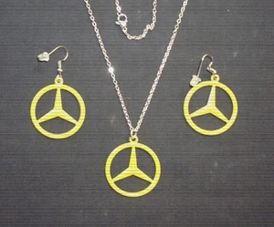 MERCEDES BENZ YELLOW STAR LOGO LADIES HOOP EARRINGS - Picture 1 of 5