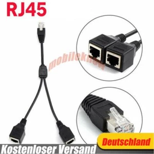 RJ45 Y Verteiler Adapter Splitter Netzwerk LAN Ethernet Kabel bis Dual Ports DE - Afbeelding 1 van 7