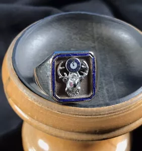 Antique 10k Yellow Gold Men's BPOE Elks Ring Band Size 9 Vintage Stamped - Picture 1 of 14