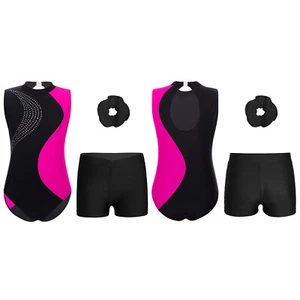 Kids Girls Set Ice Skating Suit Patchwork Outfit Practice Sportswear Leotard - Picture 1 of 34