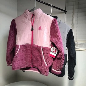 2-ct Reebok Sherpa Jackets M/L (7-8,10-12) Black/Pink Relaxed Gorp Outdoors Hike - Picture 1 of 23