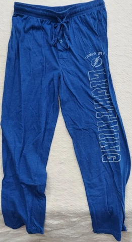 Lightning SLEEP LOUNGE PANTS Mens Size M Medium Blue Elastic Waist Drawstring Cover