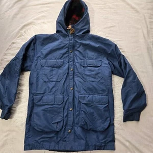 VINTAGE Woolrich Wool Blanket Lined Field Chore Barn Jacket Womens Sz Large Blue - Picture 1 of 11