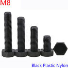 M8 X 1.25 8Mm Din 933 Black Plastic Nylon Hexagon Head Cap Set Screws / Bolt