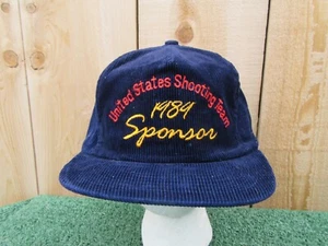 Vintage 1984 United States Shooting Team Sponsor Blue Corduroy Baseball Hat Cap - Picture 1 of 6