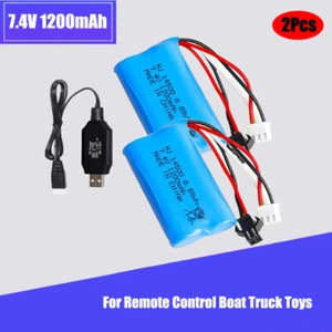 7.4V 1200mAh 14500 Lipo battery with charger for WPL D12 C24-1 C24 C34 RC Car - Picture 1 of 6
