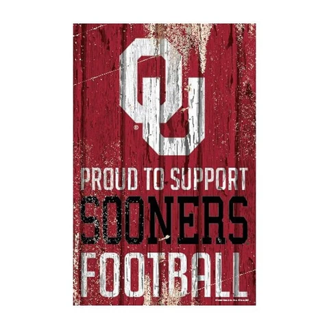 Oklahoma Sooners 11"x17" Proud to Support Wood Sign [NEW] NCAA Banner Wall Cover