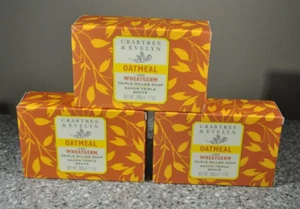 3 BARS CRABTREE & EVELYN Oatmeal & WHEATGERM TRIPLE MILLED SOAP, 7 OZ. EACH NEW - Picture 1 of 3
