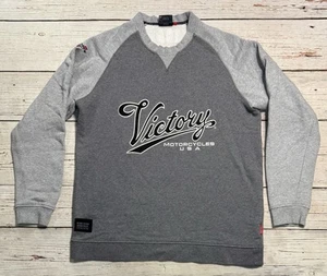 Victory Motorcycle USA Men's Two-Tone Grey Engine Power Script Sweatshirt Sz XL - Picture 1 of 14