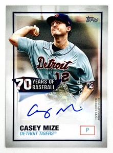 Topps Casey Mize 2021 70 años de béisbol automático RC #70YA-CM Detroit Tigers - Imagen 1 de 2