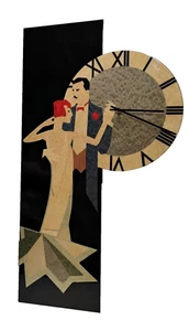 Vintage 1980s Art Deco Revival Dancing Couple Wall Clock 32" RARE!  - Picture 1 of 8