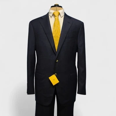 Nuevo con etiquetas Traje Hickey Freeman 2 Piezas 43R Azul Lana a Cuadros Doble Ventilación Baliza Etiqueta Dorada Foto 1 de 4