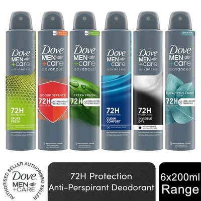 Dove Anti-Perspirant Men+Care Advanced 72H Protection Deodorant 200ml, 6 Pack - Image 1 of 4