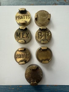 Vintage Messing Benzinkanister Deckel Schraubverschlüsse BP Pratts - Bild 1 von 5