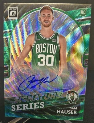 Sam Hauser 2021-22 DONRUSS OPTIC GREEN WAVE PRIZM RC AUTO COLOR MATCH GEM MINT - Image 1 of 2