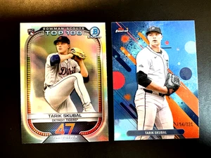Lotto 2 rifrattori Skubal 2025 Topps Finest Sky Blue; 2021 Bowman Scouts Top 100 - Foto 1 di 6