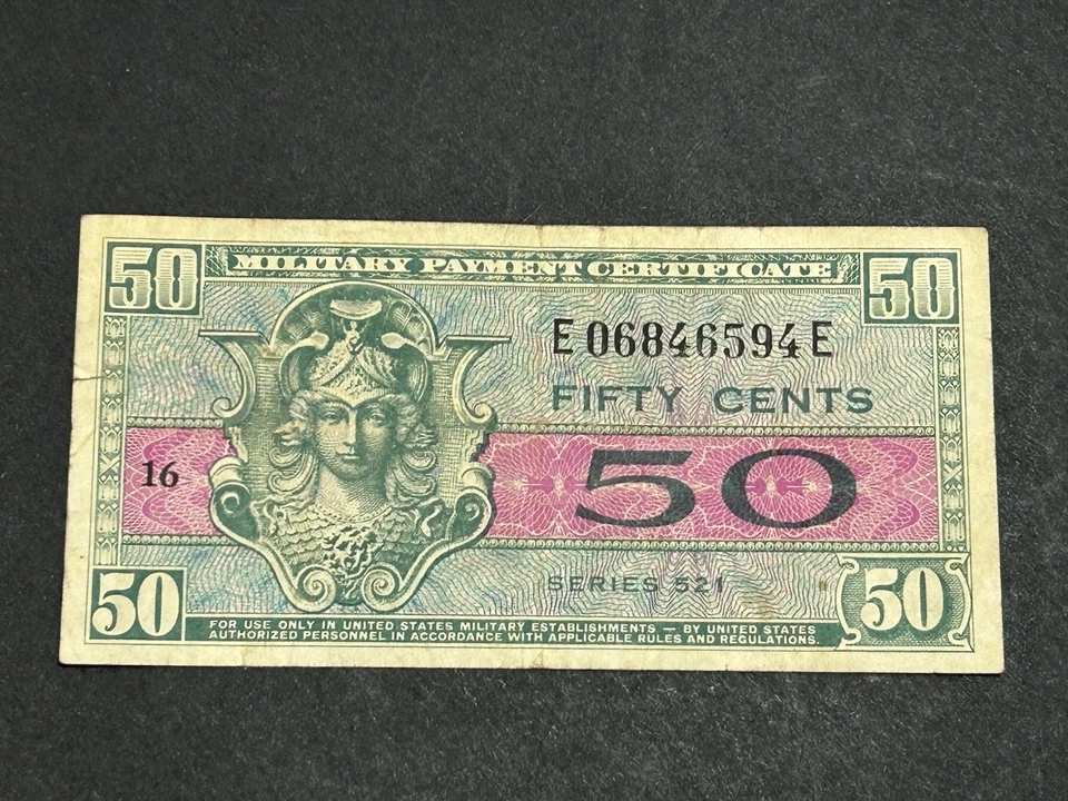 50 Cent Military Payment Certificate Series 521 LOW Shipping!!! - Image 1 of 2