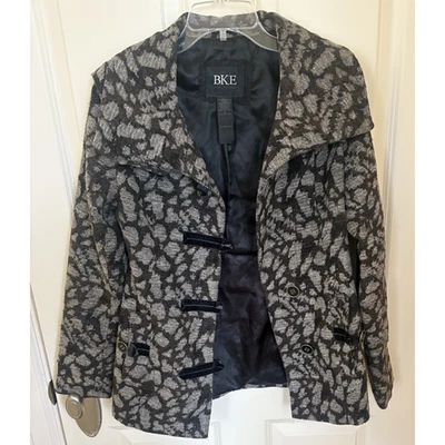 Chaqueta BKE Hebilla Mujer Pequeña Negra Gris Botón Mezcla Lana Forrada *leer notas* Foto 1 de 4