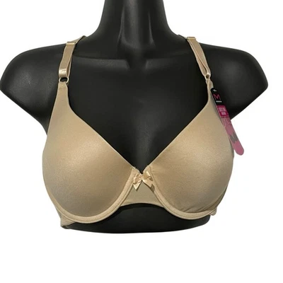 Maidenform 女式文胸尺寸 38C 轻薄衬里 Demi T 恤文胸钢圈米色 — 第 1/4 张图片