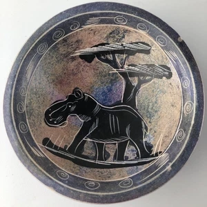Soapstone Rhino African Wild Animal Stone Pinch Bowl 4" Diameter - Picture 1 of 9