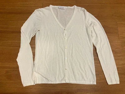 Cárdigan Calvin Klein Mujer Blanco Botones Cuello en V Algodón/Rayón Talla S Foto 1 de 4