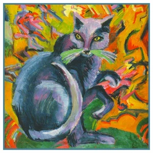 The Grey Cat on a Pillow by Ernst Ludwig Kirchner Counted Cross Stitch Pattern - Picture 1 of 4
