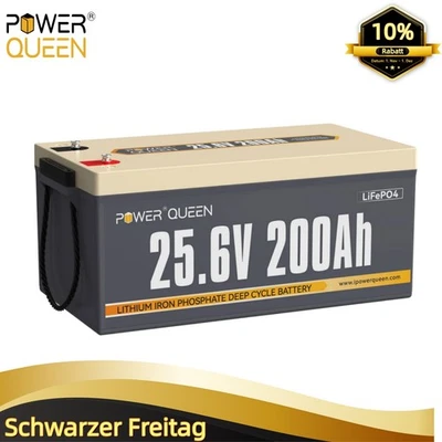 Power Queen 24V 200Ah LiFePO4 Akku Lithium Batterie mit 5120Wh Max. Energie BMS