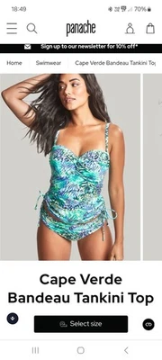 Panache Swim Cape Verde Tankini Bikini Underwired Matching Top 36 FF bottom 16 - Image 1 of 4