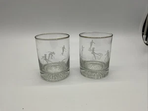 2 Ice Skating Low Ball Glasses Olympic Canada 4” T - Picture 1 of 5