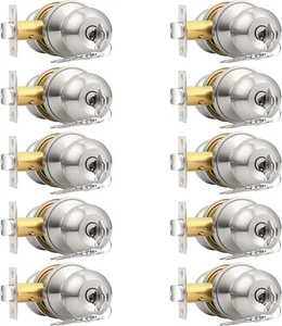 Probrico 10er-Pack gleichschließend Einstiegsknöpfe mit Schlüssel, 10er-Pack, Nickel gebürstet - Bild 1 von 7