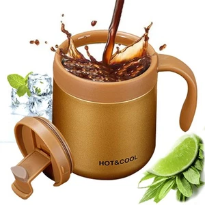 12oz/18oz Insulated Coffee Mug with Handle and Lid, Double Wall Vacuum Stainl... - Picture 1 of 9