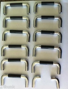 Set 11 Contemporary Drawer Handles Crome  Black Plastic - Picture 1 of 4