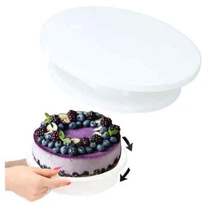 Plastik Tortenplatte Drehscheibe Weiß Kuchenstand sich in beide Richtungen drehe - Bild 1 von 6