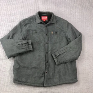 Coleman Shirt Men XL Gray Flannel Fleece Sherpa Shacket Button Jacket Camp Hike - Picture 1 of 24
