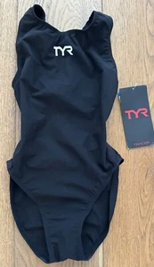TYR Women's Black 28 Tracer B Series Aeroback FINA Swim Suit Made in USA New - Picture 1 of 7