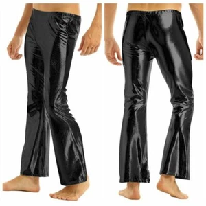 Men's Metallic 70s Vintage Disco Bell Bottoms Flared Pants Trousers Dude Costume - Picture 1 of 52