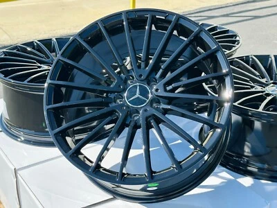 4 NEW 19" Black Wheels 19x8.5 Squared Rims Fits Mercedes Benz S400 S600 S63 S550 - Image 1 of 2