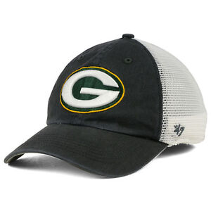 Green Bay Packers NFL Blue Hill Closer Charcoal Cap Hat Stretch-Fit Mesh Back 47